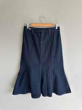 Vintage Ralph Lauren Denim Fit & Flare Midi Skirt 2